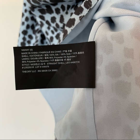 NWT Theory Straight Shell Top Slate Blue Multi Print Silk - Picture 4 of 5